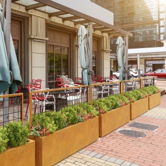 Cortena Udendørskrukke med Espalier <strong>Red Centro</strong>  Cortenstål 250x50x160 cm