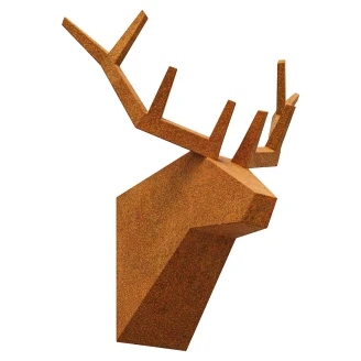 Cortena Dekorativ Vægfigur Hjort Stor Gevir Cortenstål