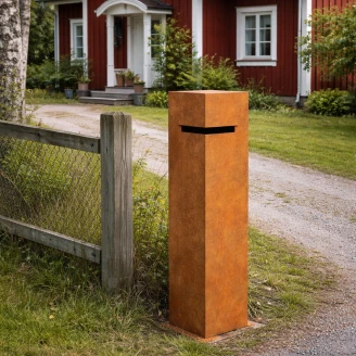 Cortena Postkasse med Vinklet Indkast <strong>Buzon</strong>  Cortenstål 120 cm