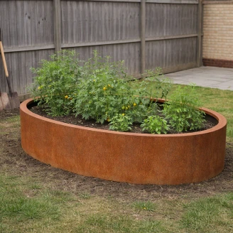 Plantekasse uden bund <strong>Ovalis</strong>  Cortenstål 120x80x40 cm
