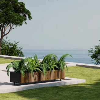 Herstera Udendørskrukke <strong>Hontanar</strong>  Termotræ, Sort 150x40x25 cm