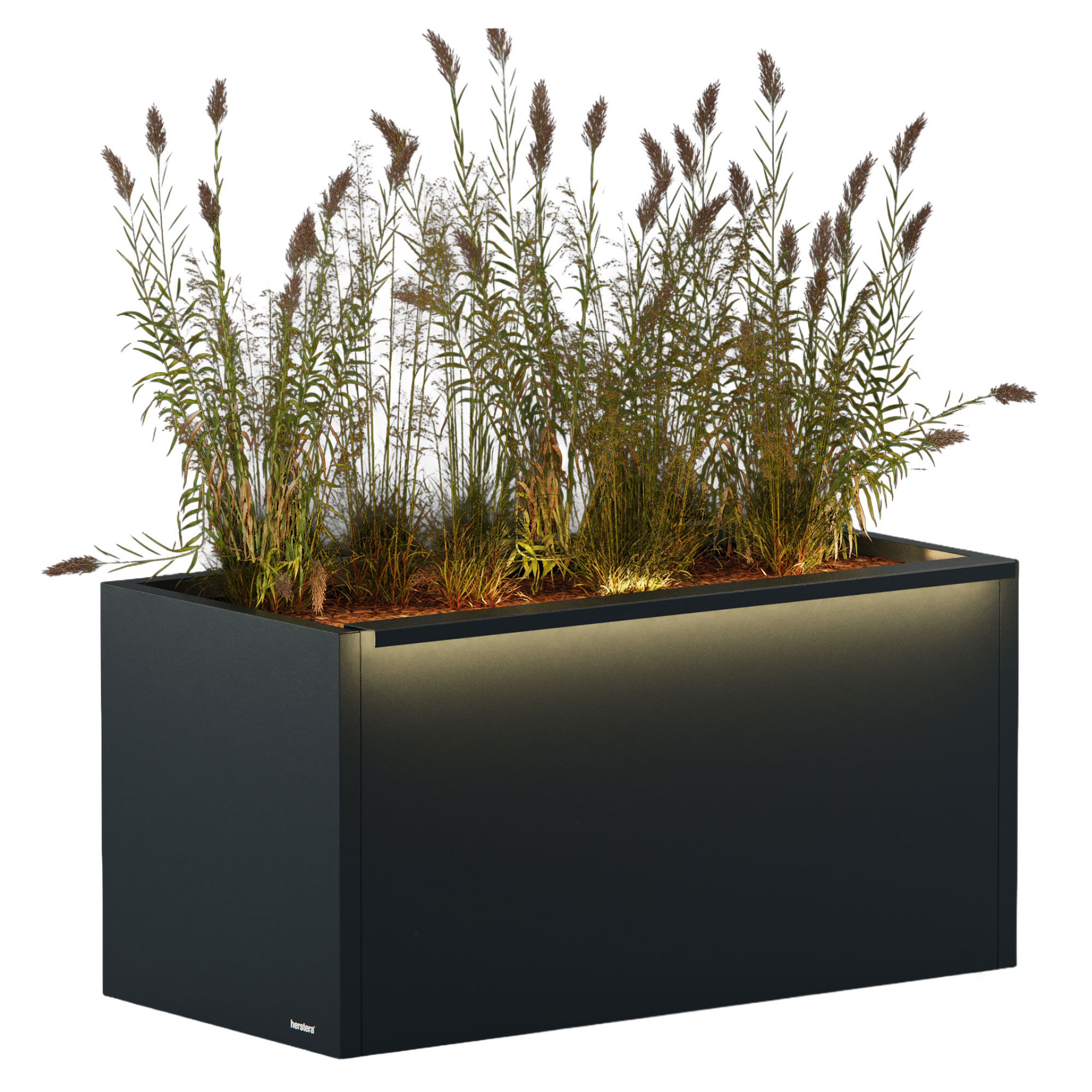 Herstera Udendørskrukke med LED-belysning El Prado Antracit 100x50x50 cm