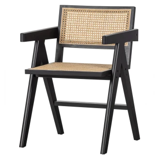 Woood Stol med Armlæn <strong>Gunn</strong>  Sort, Beige