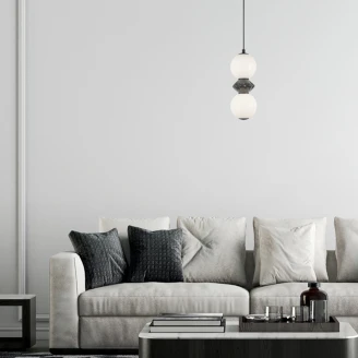 Hængende Lampe Duo Helor S Sort, Hvid Mat
