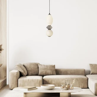 Hængende Lampe Duo Helor M Grå, Hvid Mat