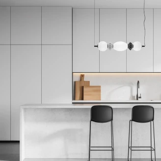 Hængende Lampe Trio Helor Sort, Hvid Bred Mat