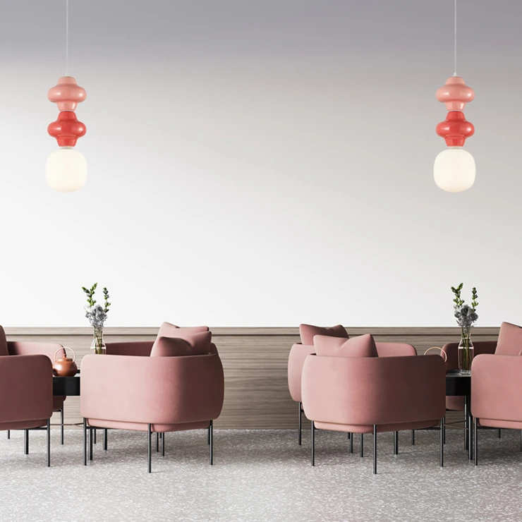 Havelampe Duo Norin Rosa, Rød Mat Ø 18 cm