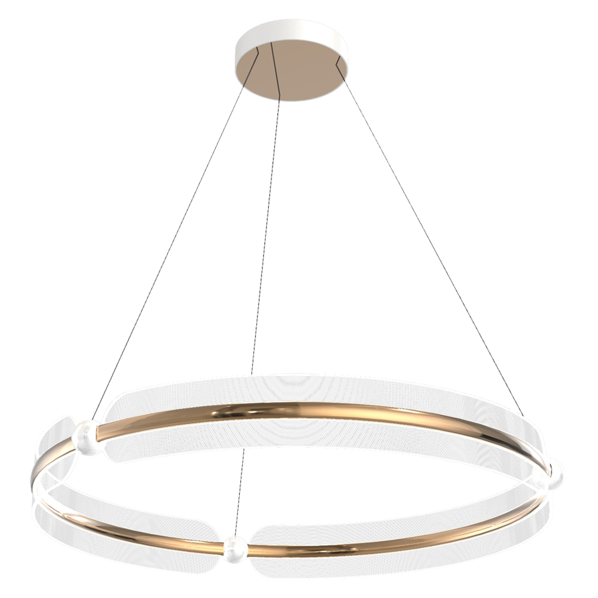 Havelampe Elver Guld, Hvid Mat Ø 65 cm