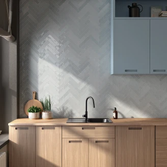 Vægflise <strong>Trix</strong>  Blå Blank 5x25 cm