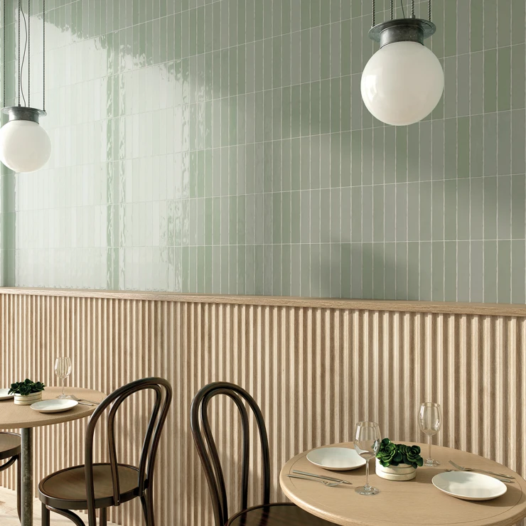 Vægflise Trix Grøn Blank 5x25 cm