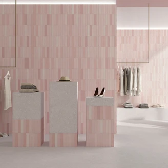 Vægflise <strong>Trix</strong>  Lyserød Mat 5x25 cm