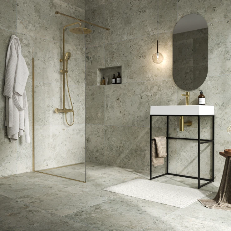 Klinker Kalksten Fjäll Lys Brun Mat-Struktur 3D 60x120 cm