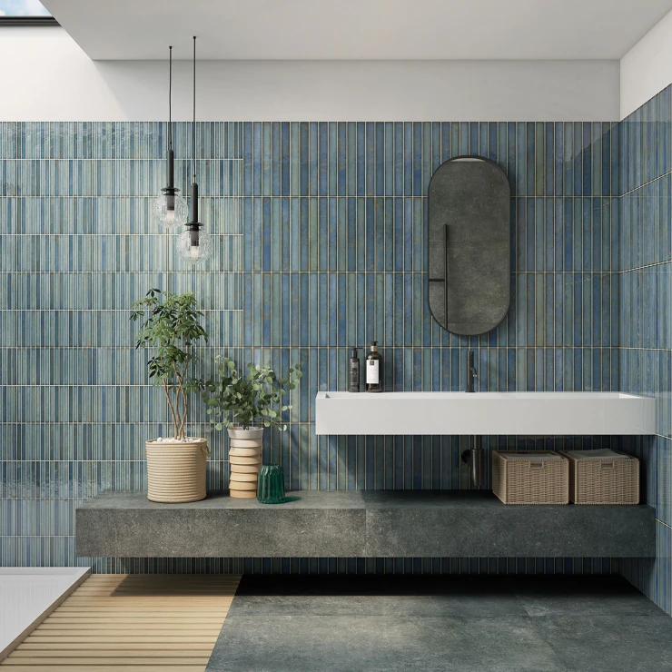 Vægflise Cielo Turkis-Mursten Blank 35x35 cm