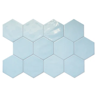 Heksagon Vægflise <strong>Lume</strong>  Blå Blank 14x16 cm