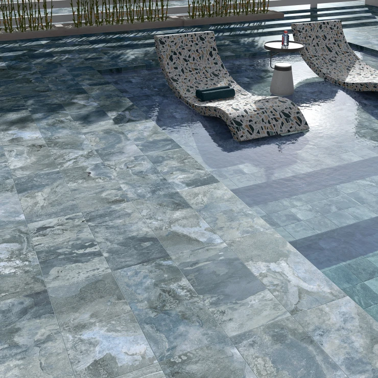 Klinker Isen Blå Rutinemæssigt Opdelt Mat 30x61 cm