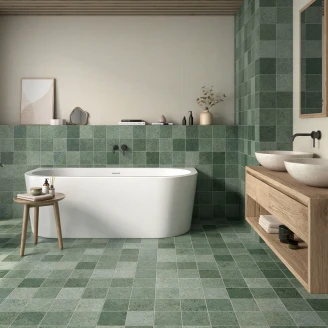 Klinker <strong>Grava</strong>  Grøn Mat 15x15 cm