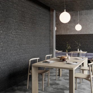 Vægflise <strong>Sedimento</strong>  Sort Mat-Relief 15x45 cm