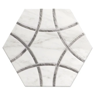 Marmor Heksagon Klinker <strong>Winslow</strong>  Lysegrå Mat 29x33 cm