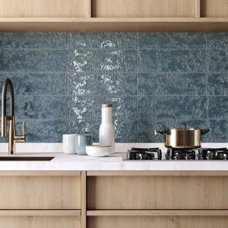 Vægflise <strong>Bränn</strong>  Havblå Blank 15x45 cm