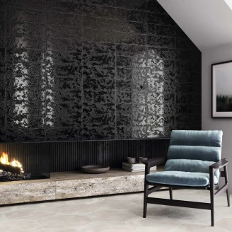 Vægflise <strong>Bränn</strong>  Sort Blank 15x45 cm