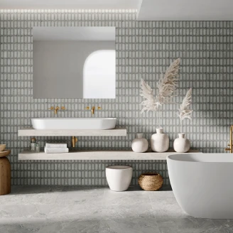 Vægflise <strong>Vidde</strong>  Grå Slank Sekskant Mat-Relief 31x56 cm