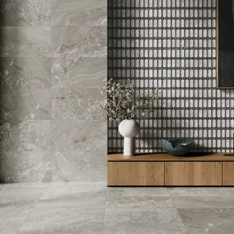 Vægflise <strong>Vidde</strong>  Sort Slank Sekskant Mat-Relief 31x56 cm