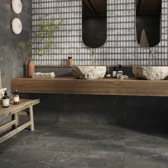 Dekor Vægflise <strong>Vidde</strong>  Sort Mat 31x56 cm