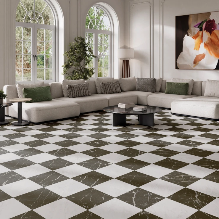 Marmor Klinker Clovera Sort Og Hvid Mat 33x33 cm