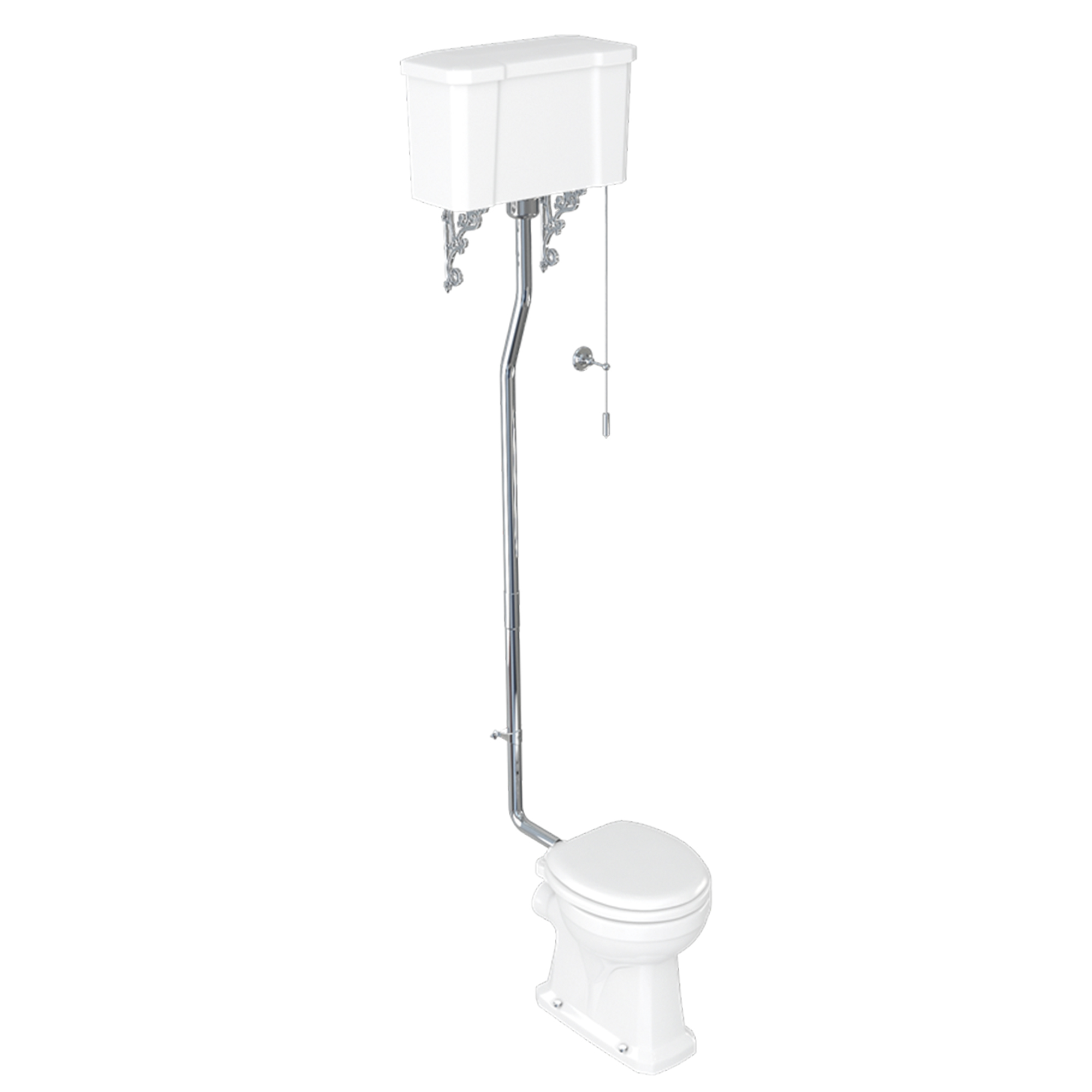 Burlington Gulvstående Højmonteret Toilet med Vægcisterne og Soft-Cose Toiletsæde