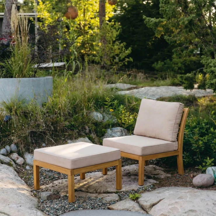 Udendørsfodpall Merrick Beige, Træ