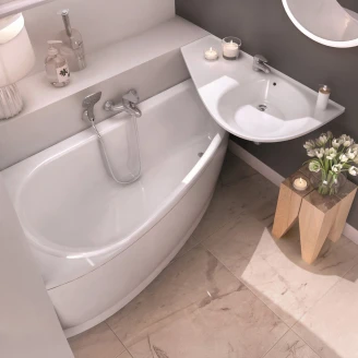 Ravak Badekar <strong>Avocado</strong>  Venstre Hvid 160x75 cm med Badekarben og Badevandløb med Overløb