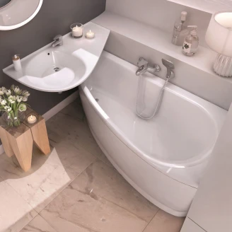 Ravak Badekar <strong>Avocado</strong>  Højre Hvid 150x75 cm med Badekarben og Badevandløb med Overløb