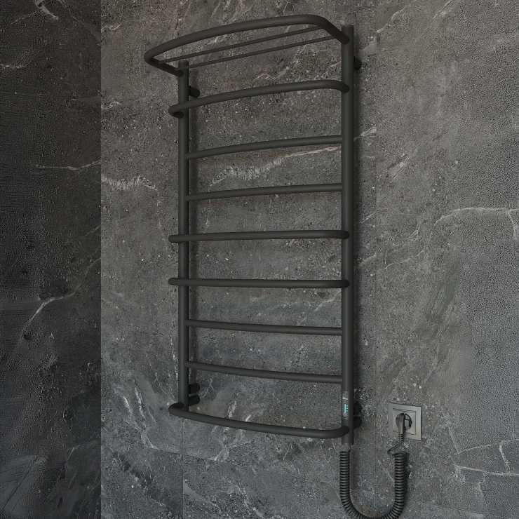 El Håndklædetørrer med Hylde 194 W Valente Sort Mat