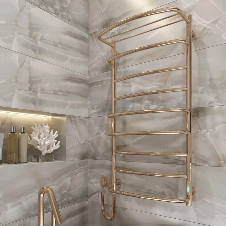 El Håndklædetørrer med Hylde 168 W Valente Guld Blank