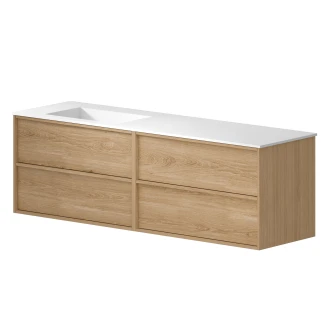 Dobbelt Underskab <strong>Ekskär</strong>  Eg Mat 160 cm med Corian Vask Venstre Hvid Mat