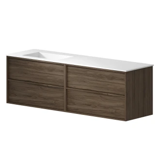 Dobbelt Underskab <strong>Ekskär</strong>  Valnød Mat 160 cm med Corian Vask Venstre Hvid Mat