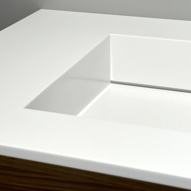 Dobbelt Underskab Ekskär Valnød Mat 160 cm med Corian Vask Venstre Hvid Mat