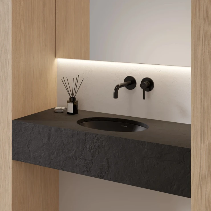 Omnires Håndvask Shell M+ Sort Lava Mat 38x25 cm