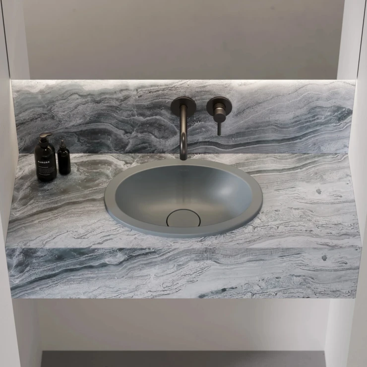 Omnires Håndvask Shell M+ Askgrå Mat 38x25 cm