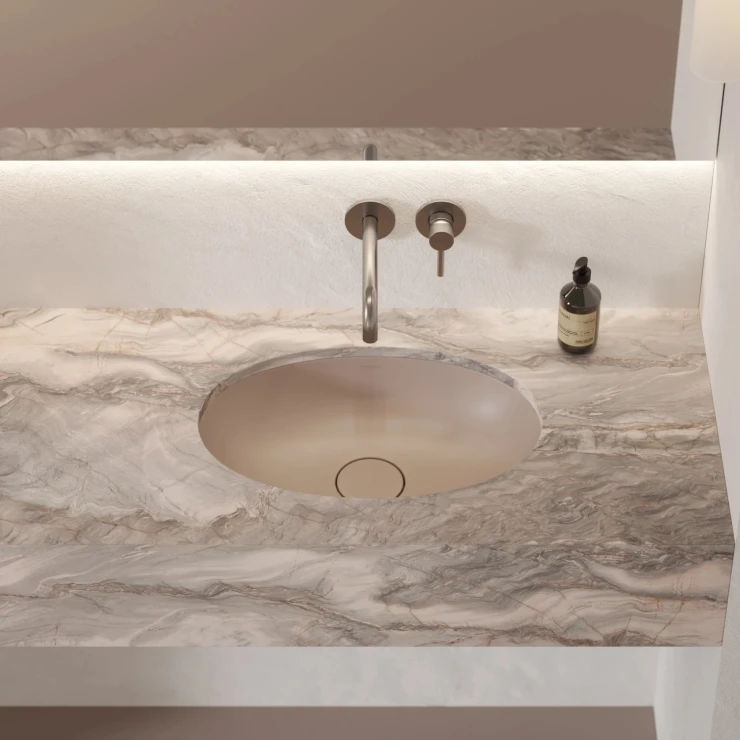 Omnires Håndvask Shell M+ Beige Mat 48x31 cm