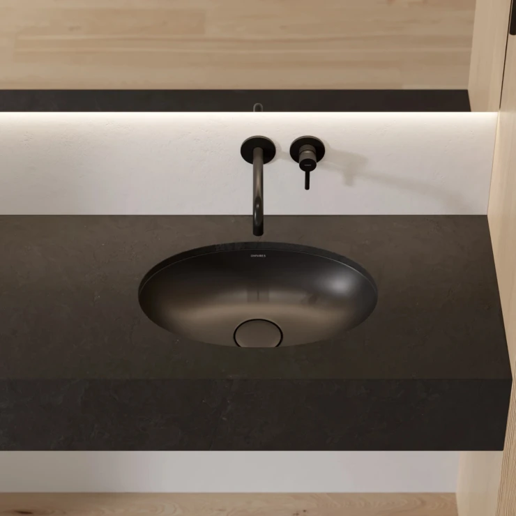 Omnires Håndvask Shell M+ Sort Lava Mat 48x31 cm