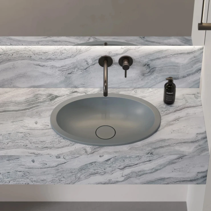 Omnires Håndvask Shell M+ Askgrå Mat 48x31 cm