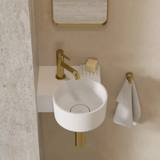 Omnires Væghængt Håndvask <strong>Ovo M+</strong>  Hvid Mat 33x34 cm Venstre