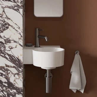 Omnires Væghængt Håndvask <strong>Ovo M+</strong>  Hvid Blank 33x34 cm Venstre