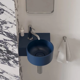 Omnires Væghængt Håndvask <strong>Ovo M+</strong>  Midnatsblå Mat 33x34 cm Venstre