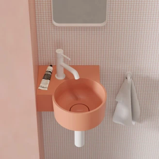 Omnires Væghængt Håndvask <strong>Ovo M+</strong>  Koral Mat 33x34 cm Venstre
