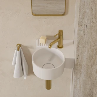 Omnires Væghængt Håndvask <strong>Ovo M+</strong>  Hvid Mat 33x34 cm Højre