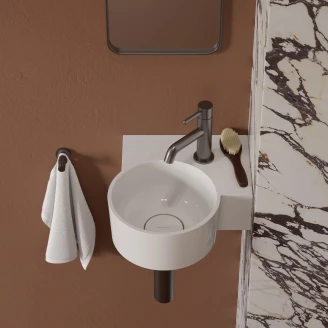 Omnires Væghængt Håndvask <strong>Ovo M+</strong>  Hvid Blank 33x34 cm Højre