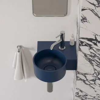 Omnires Væghængt Håndvask <strong>Ovo M+</strong>  Midnatsblå Mat 33x34 cm Højre