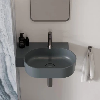 Omnires Væghængt Håndvask <strong>Ovo M+</strong>  Askgrå Mat 55x36 cm Venstre